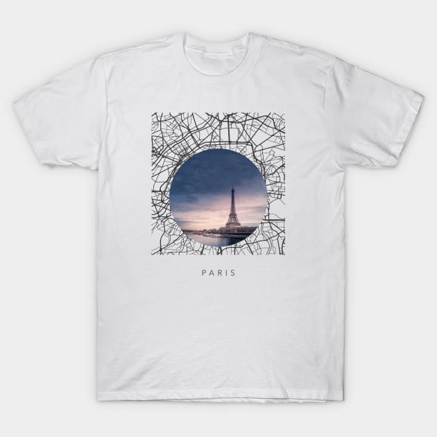 Paris Streets Collage T-Shirt by Seven Trees Design